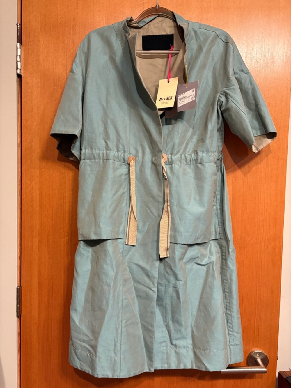 MooRER Designer Short-Sleeve Reversible Drawstring Coat